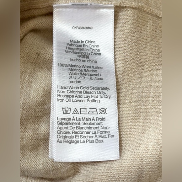 Madewell Merino Wool Polo Sweater Oatmeal Creamy Beige Size Large - Picture 11 of 12